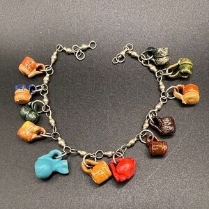 Vintage clay mugs charm bracelet